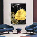 Quadro Folhagem Dourado E Branco Abstratos