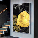 Quadro Folhagem Dourado E Branco Abstratos