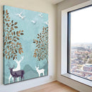 Quadro Paisagem Abstrata Cervos E Aves