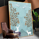 Quadro Paisagem Abstrata Cervos E Aves