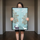 Quadro Paisagem Abstrata Cervos E Aves