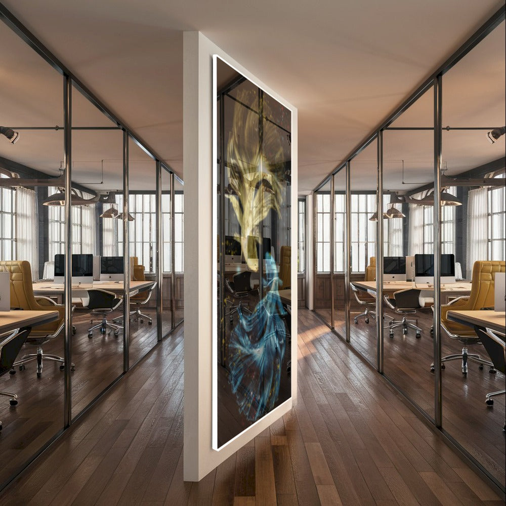 Quadro Peixes Dourados E Azuis