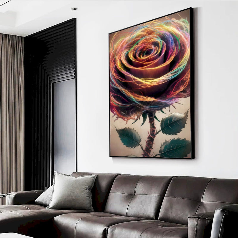 Quadro Rosa E Espinhos Estilo Pintura