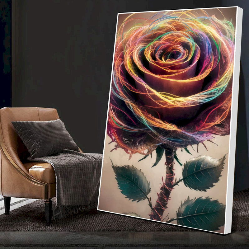 Quadro Rosa E Espinhos Estilo Pintura