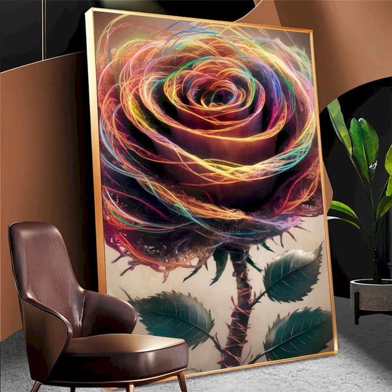 Quadro Rosa E Espinhos Estilo Pintura