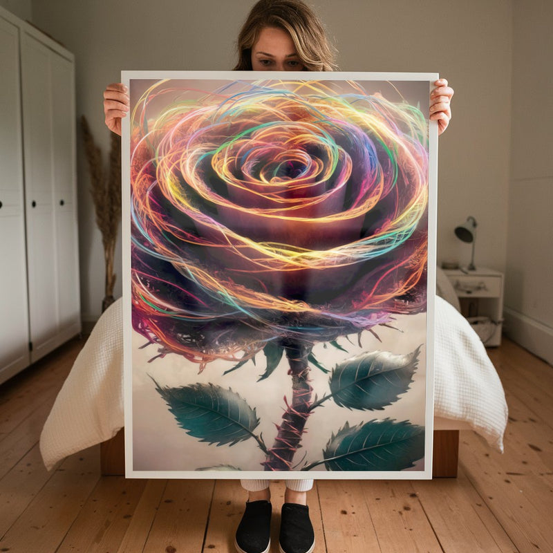 Quadro Rosa E Espinhos Estilo Pintura