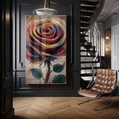 Quadro Rosa E Espinhos Estilo Pintura