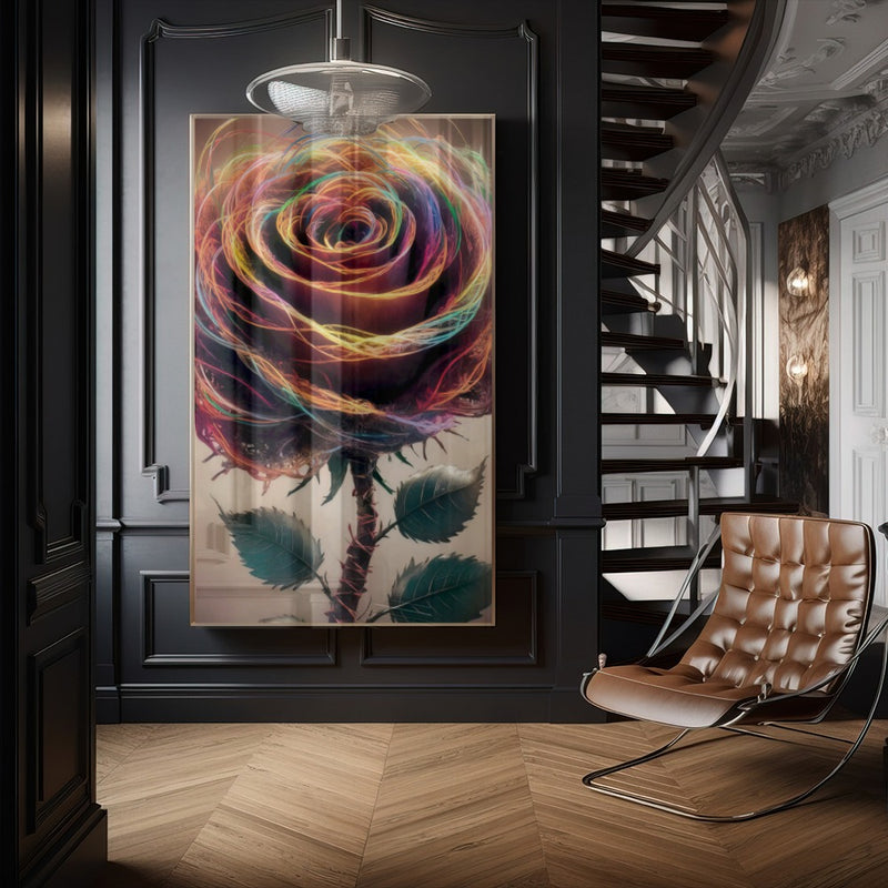 Quadro Rosa E Espinhos Estilo Pintura