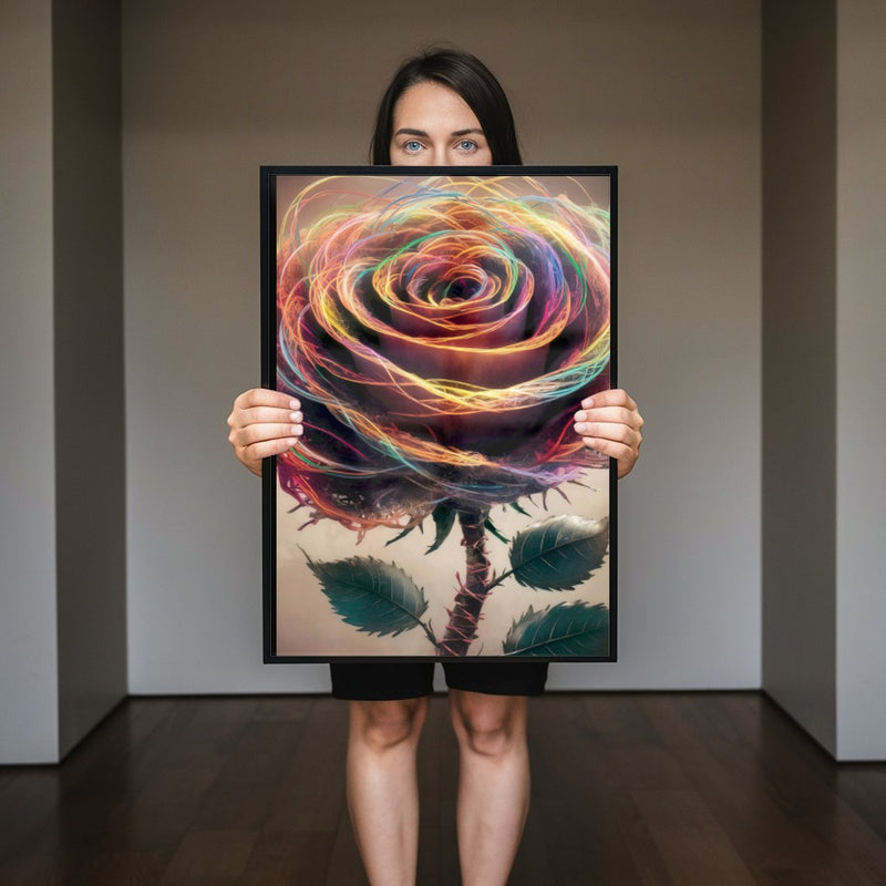 Quadro Rosa E Espinhos Estilo Pintura