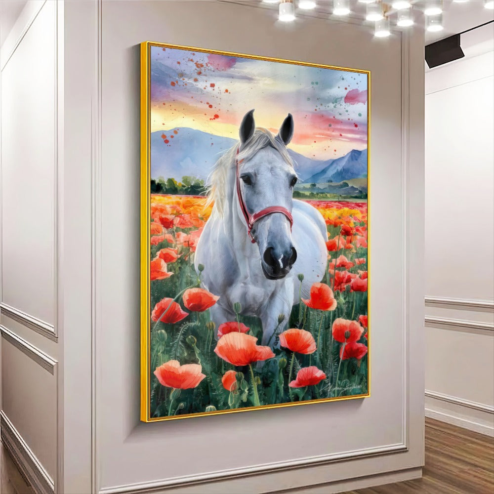 Quadro Cavalo No Campo Estilo Pintura