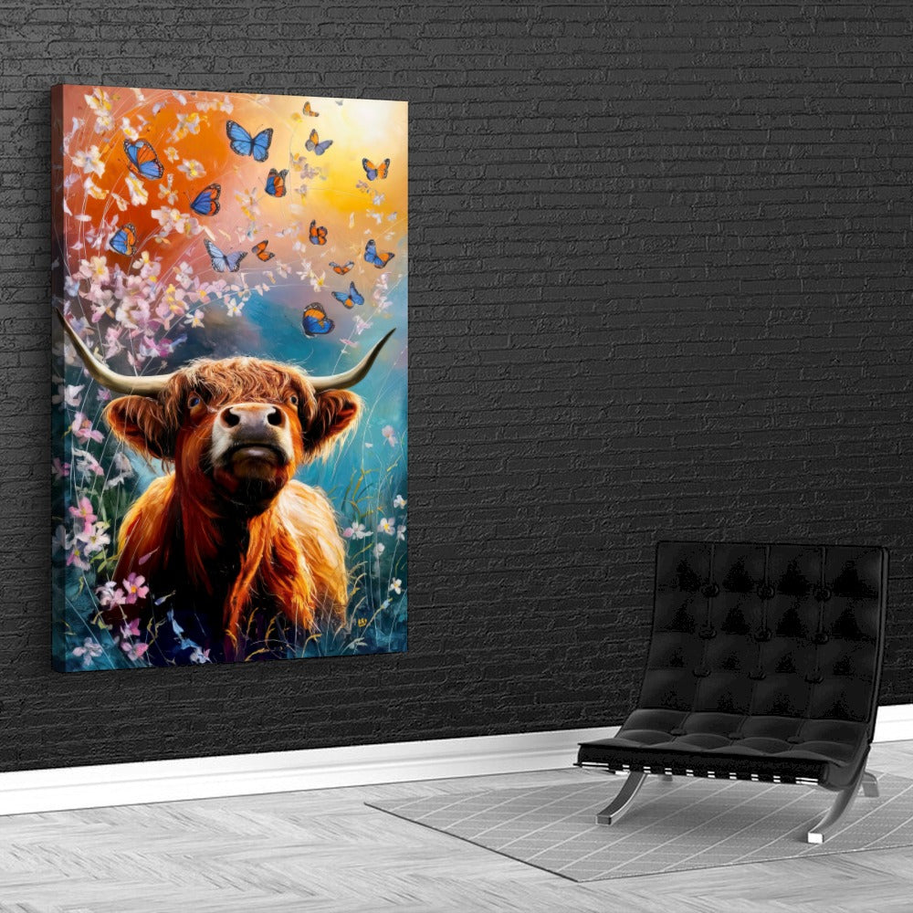 Quadro Boi E Borboletas