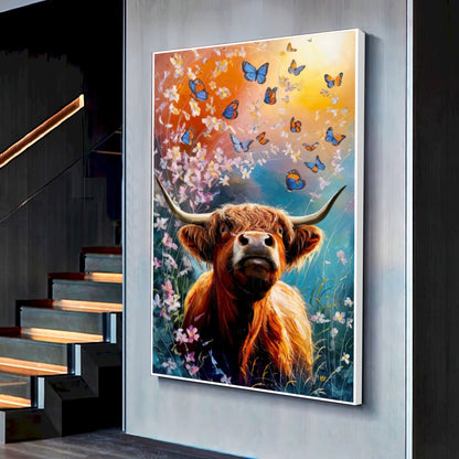 Quadro Boi E Borboletas