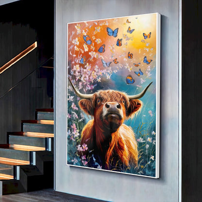 Quadro Boi E Borboletas