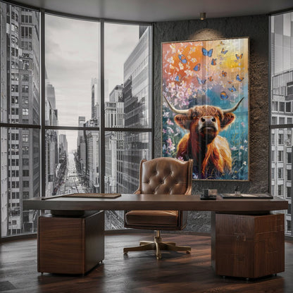 Quadro Boi E Borboletas