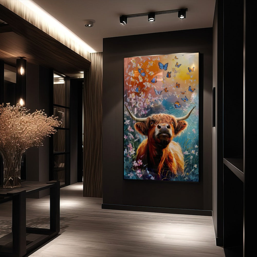 Quadro Boi E Borboletas