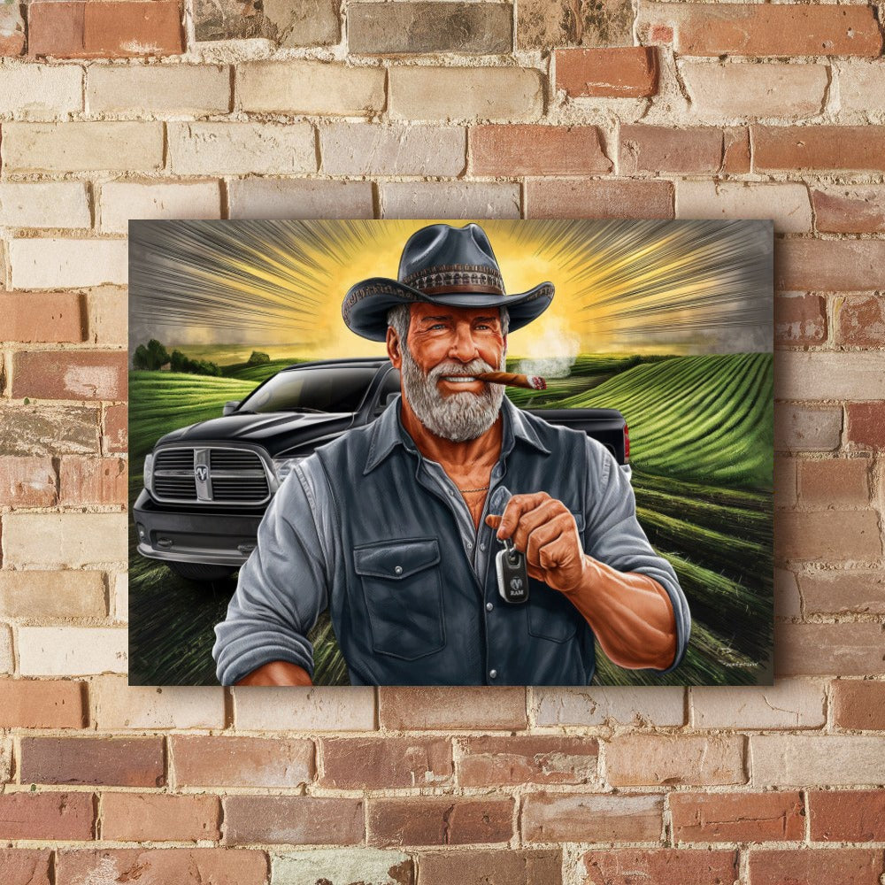 Quadro Fazendeiro Na Plantação De Dodge Ram
