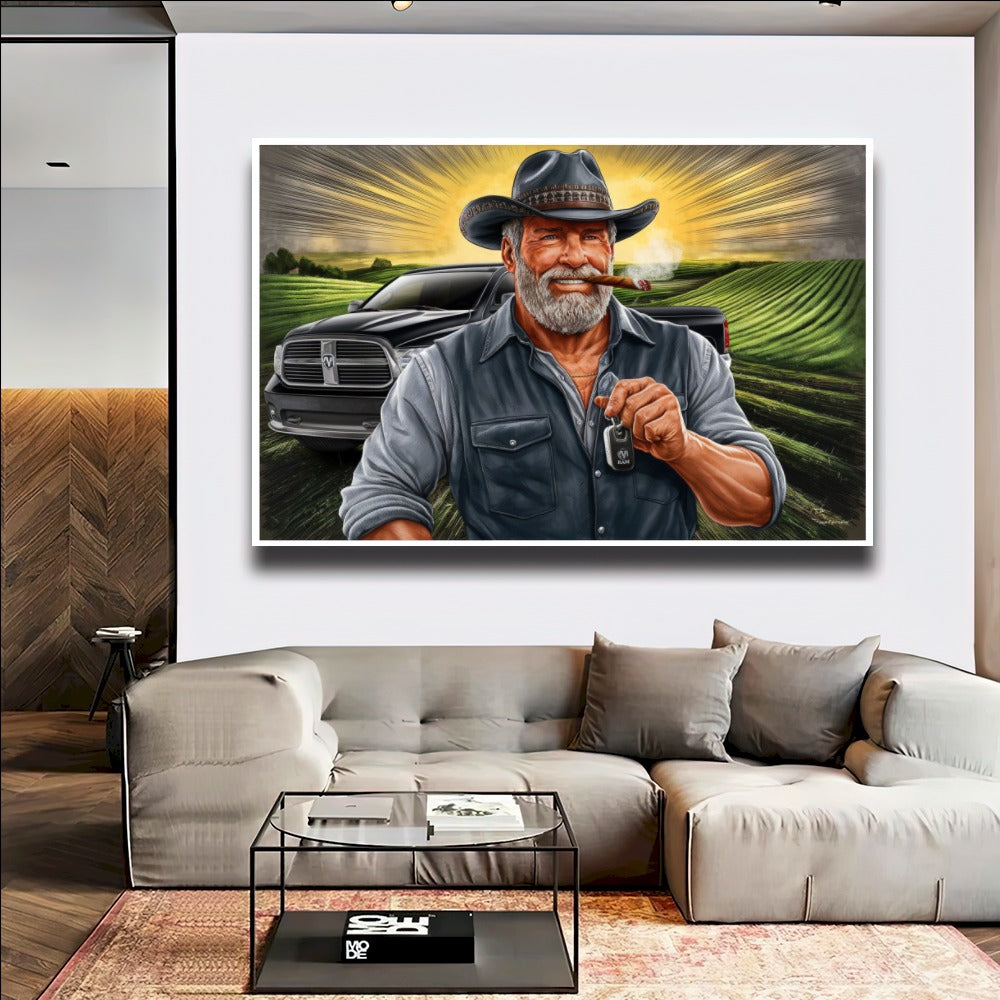 Quadro Fazendeiro Na Plantação De Dodge Ram