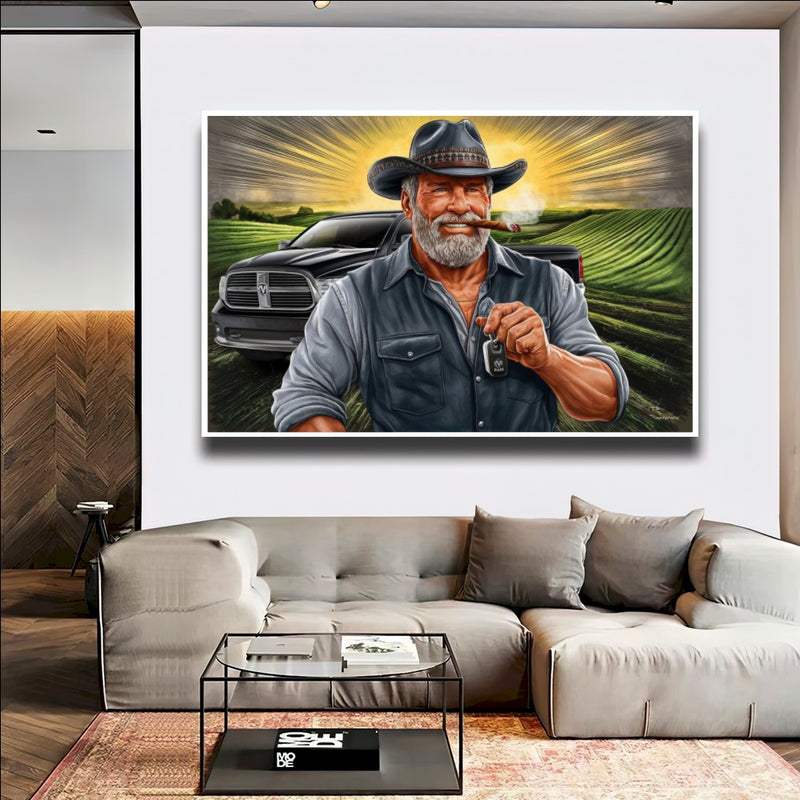 Quadro Fazendeiro Na Plantação De Dodge Ram