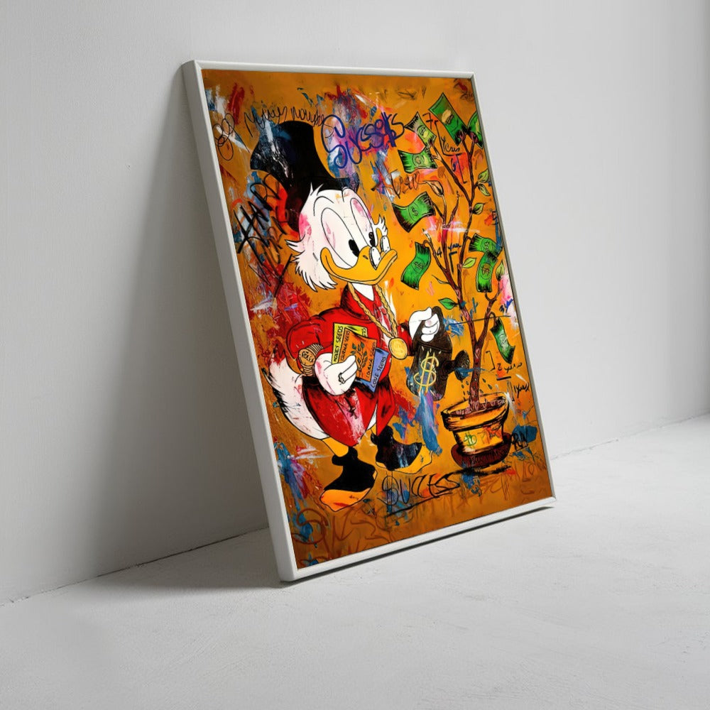 Quadro Tio Patinhas Regando Árvore De Dinheiro