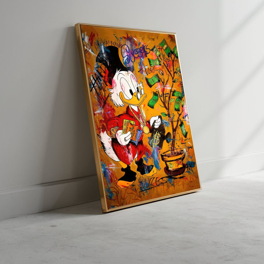 Quadro Tio Patinhas Regando Árvore De Dinheiro