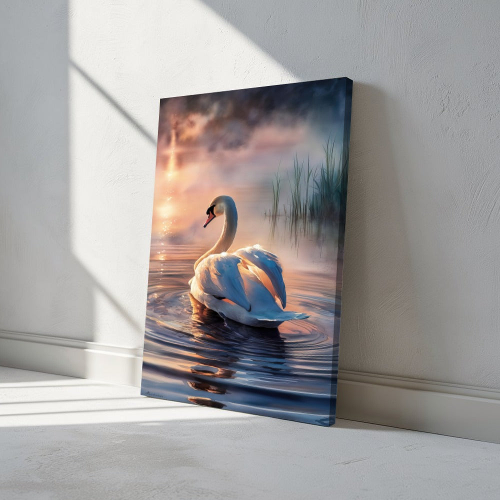 Quadro Cisne Branco Na Lagoa