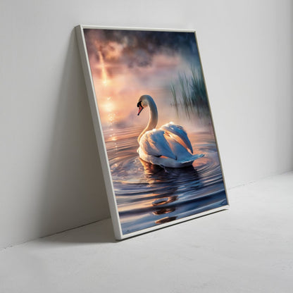 Quadro Cisne Branco Na Lagoa