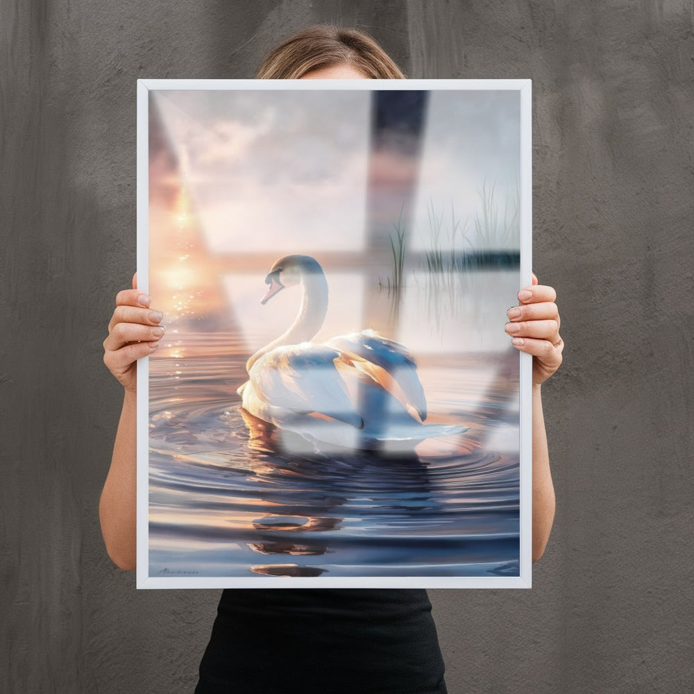Quadro Cisne Branco Na Lagoa