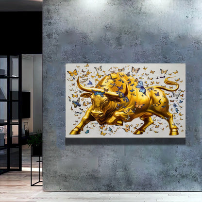 Quadro Touro E Borboletas