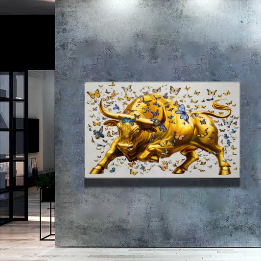 Quadro Touro E Borboletas