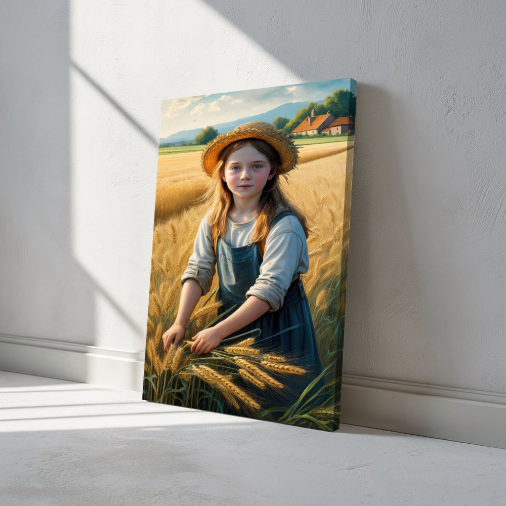 Quadro Menina Campo De Trigo Estilo Pintura