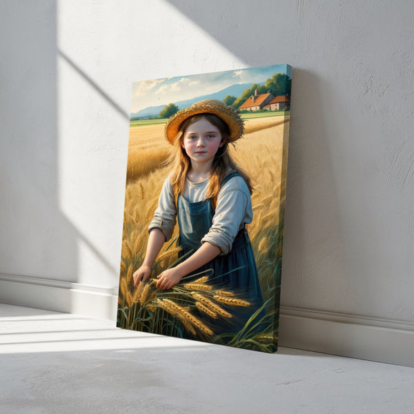 Quadro Menina Campo De Trigo Estilo Pintura
