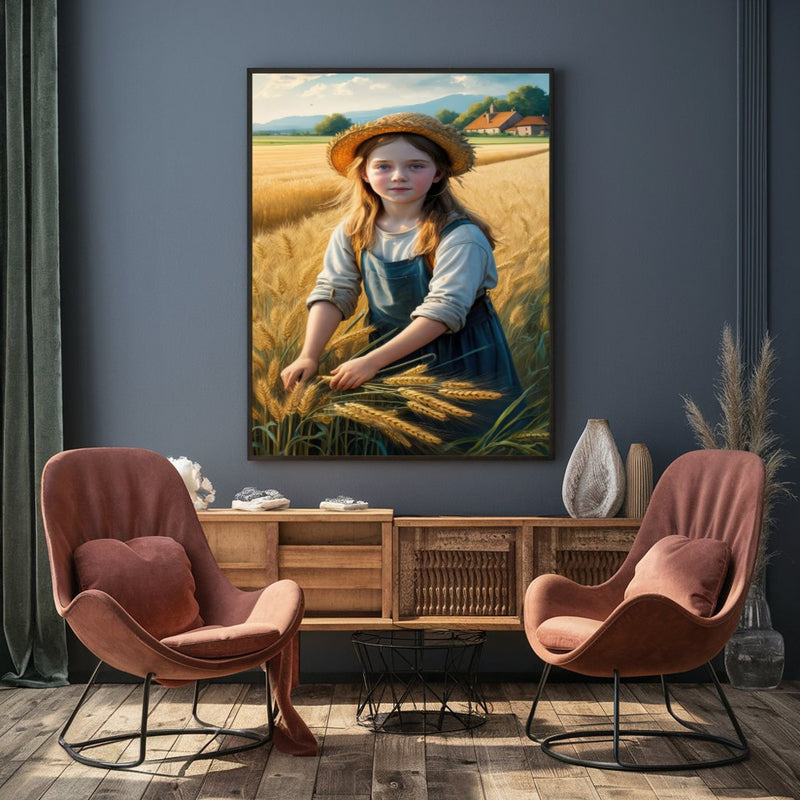 Quadro Menina Campo De Trigo Estilo Pintura