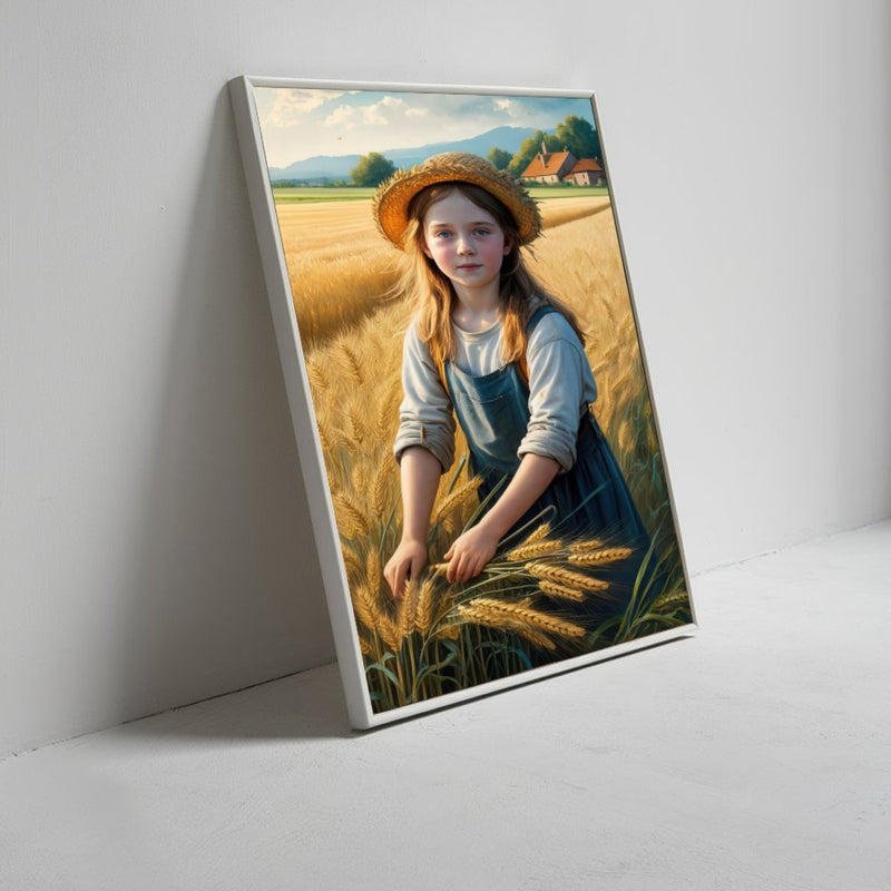 Quadro Menina Campo De Trigo Estilo Pintura