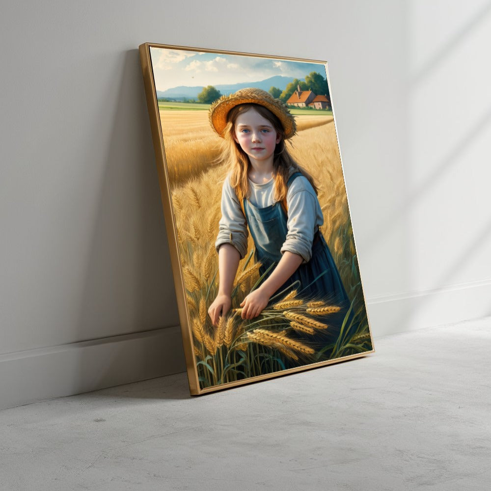 Quadro Menina Campo De Trigo Estilo Pintura