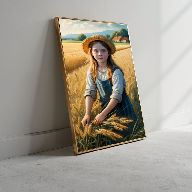 Quadro Menina Campo De Trigo Estilo Pintura