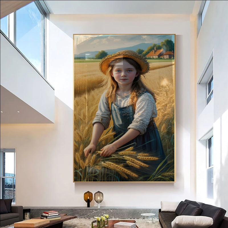 Quadro Menina Campo De Trigo Estilo Pintura