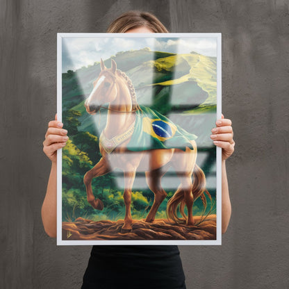 Quadro Cavalo Com Bandeira Do Brasil
