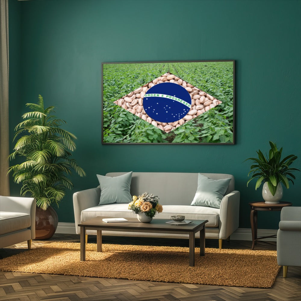 Quadro Bandeira Brasil Agro Feijão