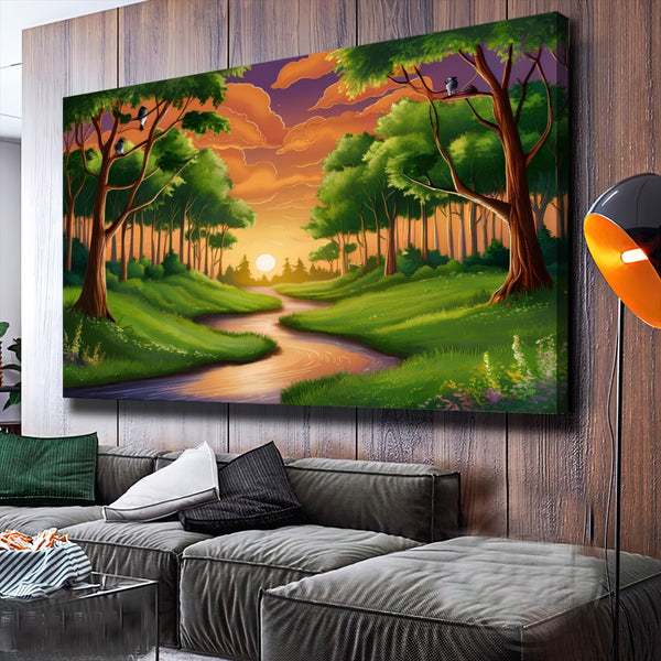 Quadro Paisagem Rural Estilo Desenho