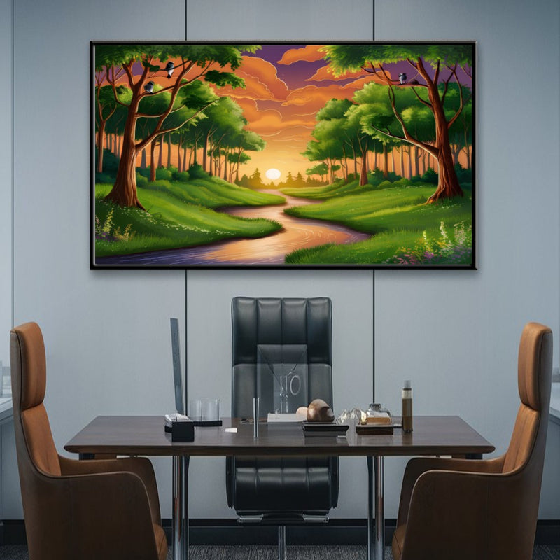 Quadro Paisagem Rural Estilo Desenho