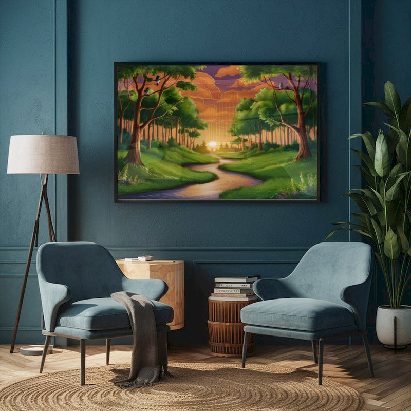 Quadro Paisagem Rural Estilo Desenho