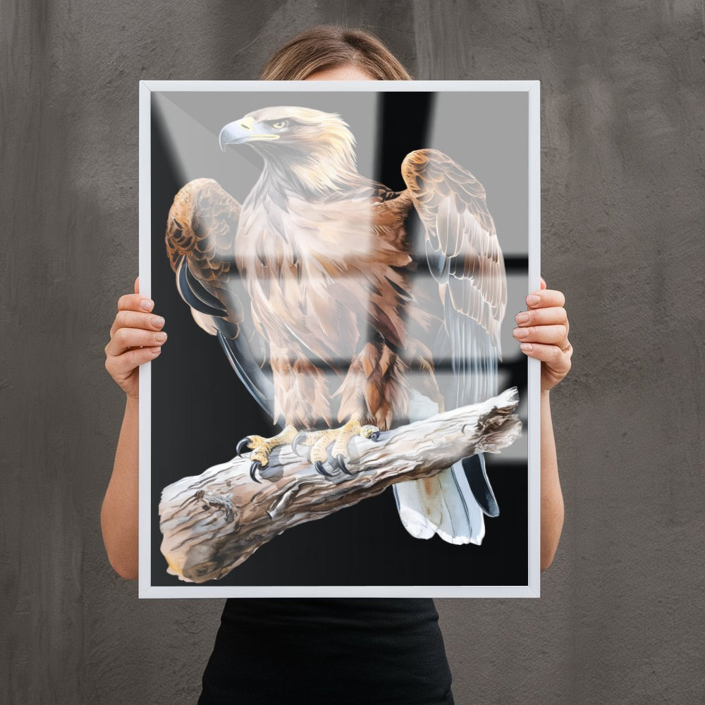 Quadro Águia Monumental No Tronco Fundo Blackout