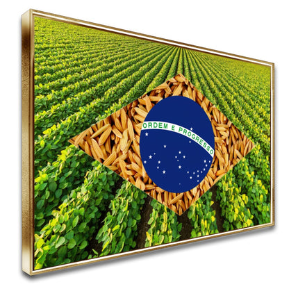 Quadro bandeira do Brasil soja e arroz – Arte agro – Agro Quadros