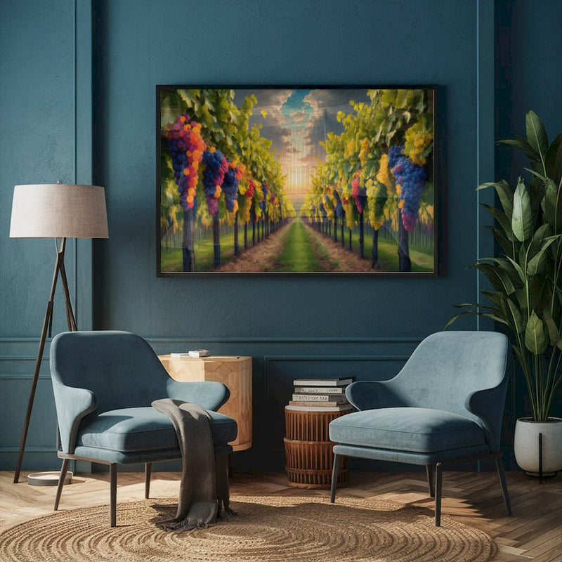 Quadro Parreiral De Uvas Estilo Pintura