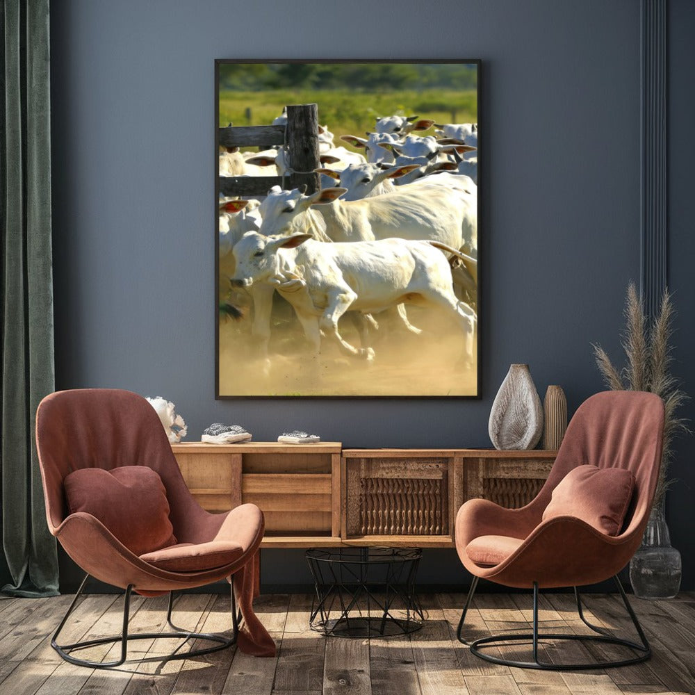 Quadro Gado Nelore No Curral