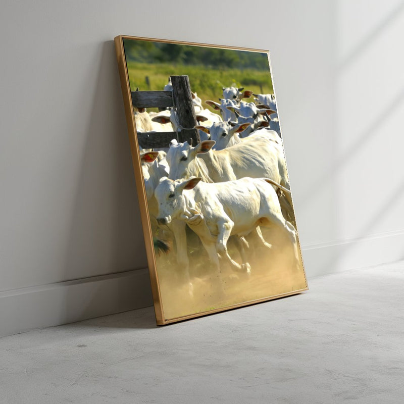 Quadro Gado Nelore No Curral