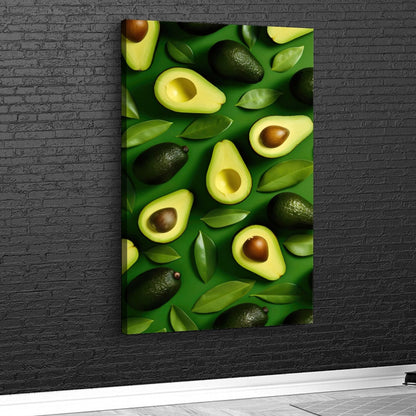 Quadro Abacates E Folhas No Fundo Verde