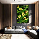 Quadro Abacates E Folhas No Fundo Verde