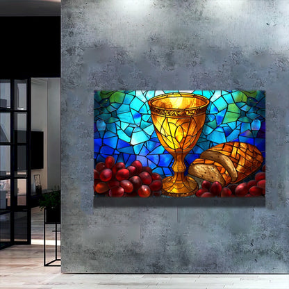 Quadro Cálice Da Santa Comunhão Vinho e Pão