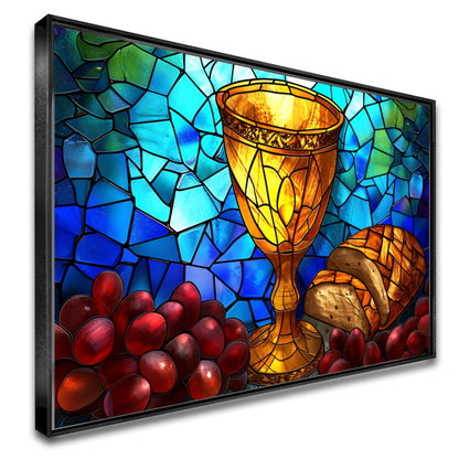 Quadro Cálice Da Santa Comunhão Vinho e Pão